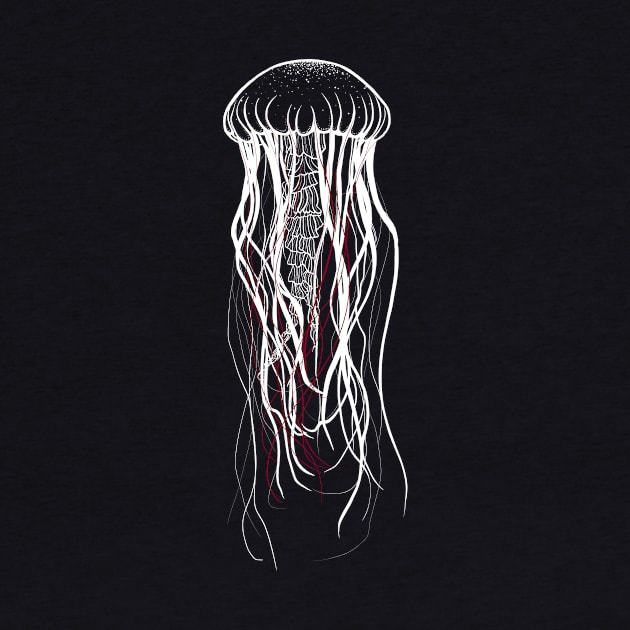 Jellyfish with red threads - Jellyfish motif by Unelmoija